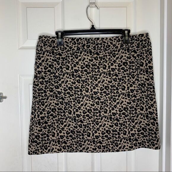 Loft Leopard Print Skirt Zipper Back Size 14 - Picture 1 of 7